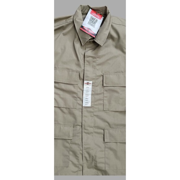 Tru-Spec Tactical Shirt L Khaki Canvas 4 Pocket Utility Button Up Uniform NWT - Picture 3 of 4
